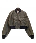 SLYスライ）の古着「VINTAGE F/LEATHER CROP ブルゾン / ヴィンテージ フェイクレザー クロップ ブルゾン」｜ブラウン