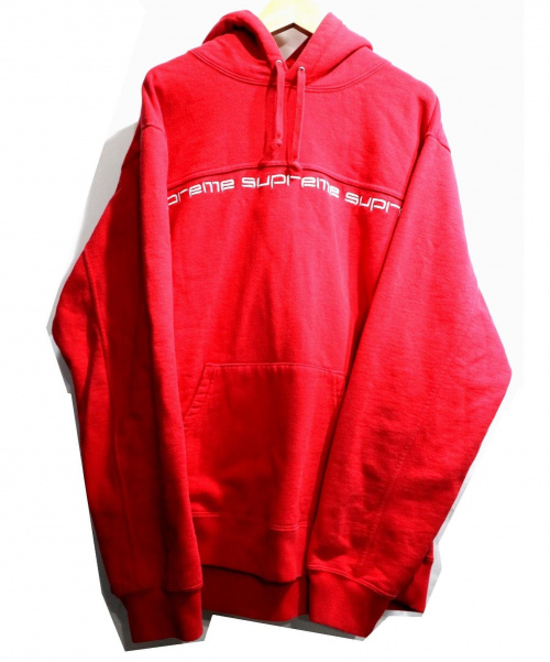supreme text stripe hooded