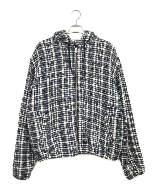 stussy（ステューシー）stussy (ステューシー) FLANNEL WORK JACKET ブルー×ホワイト サイズ:SIZE Lの古着・服飾アイテム