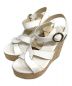 JIMMY CHOO（ジミーチュウ）の古着「Aleili 100 Leather Wedge Sandals ヒールサンダル」｜ホワイト