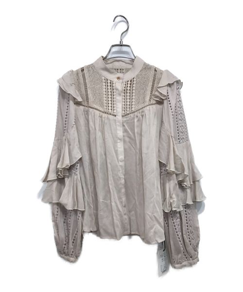 HER LIP TO（ハーリップトゥ）HER LIP TO (ハーリップトゥ) puffed sleeve lace blouse パフスリーブレースブラウス ecru サイズ:Freeの古着・服飾アイテム