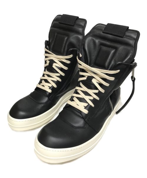 RICK OWENS（リックオウエンス）RICK OWENS (リック オウエンス) BLACK LEATHER HIGH-TOP SNEAKERS ハイカットスニーカー ブラック サイズ:40 1/2の古着・服飾アイテム