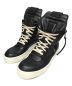 RICK OWENS（リック オウエンス）の古着「BLACK LEATHER HIGH-TOP SNEAKERS ハイカットスニーカー」｜ブラック