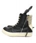 RICK OWENS (リック オウエンス) BLACK LEATHER HIGH-TOP SNEAKERS ハイカットスニーカー ブラック サイズ:40 1/2：79800円