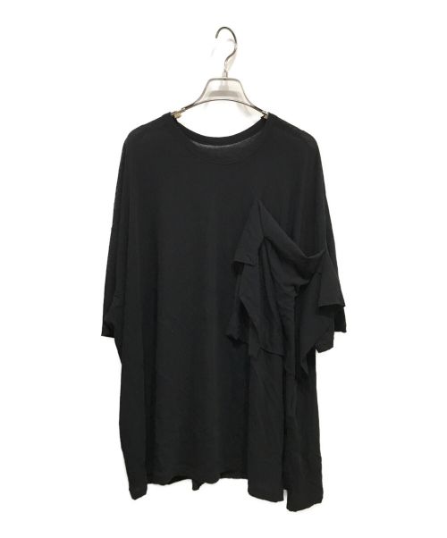 Y's（ワイズ）Y's (ワイズ) HARD TWISTED PLAIN STITCH LEFT POCKET PULLOVER 半袖カットソー Tシャツ ブラック サイズ:2の古着・服飾アイテム