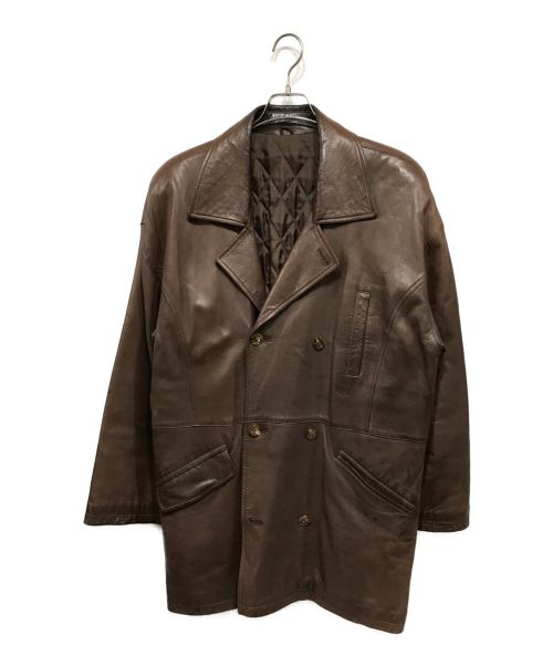 LANVIN（ライバン）LANVIN (ライバン) レザーカーコート ブラウン サイズ: 50-36の古着・服飾アイテム