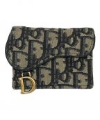 Christian Diorクリスチャン ディオール）の古着「サドル ロータスウォレット 三つ折り財布」｜グレー×ネイビー