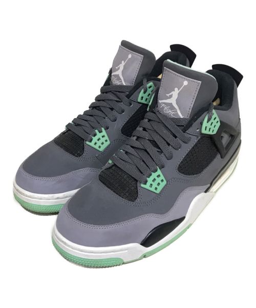 NIKE（ナイキ）NIKE (ナイキ) AIR JORDAN 4 RETRO GREEN GLOW ハイカットスニーカー グレー×グリーン サイズ:27.5の古着・服飾アイテム