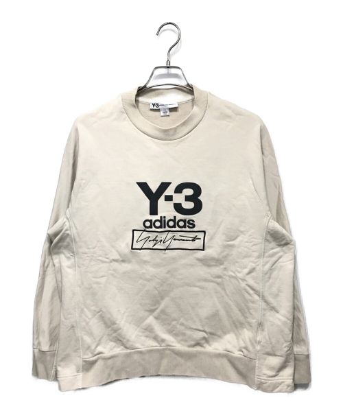 Y-3（ワイスリー）Y-3 (ワイスリー) M STACKED LOGO CREW SWEATER プリントスウェット ベージュ サイズ:Lの古着・服飾アイテム