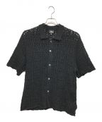 stussyステューシー）の古着「crochet shirt black クロシェニット 半袖 シャツ」｜ブラック