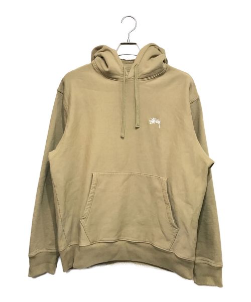 stussy（ステューシー）stussy (ステューシー) STOCK LOGO HOOD ロゴ パーカー ベージュ サイズ:Mの古着・服飾アイテム