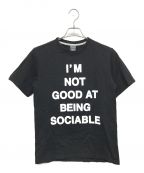 NUMBER (N)INEナンバーナイン）の古着「IM NOT GOOD AT BEING SOCIABLE メッセージ プリントTシャツ」｜ブラック