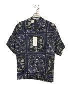 N.HOOLYWOOD×Children of the Discordanceエヌ ハリウッド×チルドレン オブ ザ ディスコーダンス）の古着「Hawaiian Shirt - Black ハワイアンシャツ」｜ブラック×ネイビー