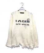 a good bad influenceアグッドバッドインフルエンス）の古着「LOGO KNIT SWEATER ダメージニット」｜ホワイト