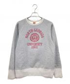 Deluxewareデラックスウェア）の古着「60s HEAVY SWEATER SPECIAL ORDER NORTH GEORGIA プリントラグランクルースウェット」｜グレー