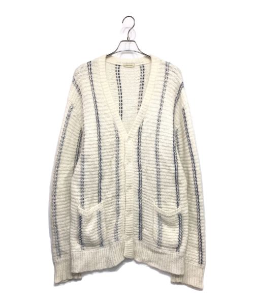 YSTRDY'S TMRRW（イエスタデイズトゥモロウ）YSTRDY'S TMRRW (イエスタデイズトゥモロウ) MOHAIR STRIPE PHAT CARDIGAN モヘアカーディガン ホワイト サイズ:MEDIUMの古着・服飾アイテム