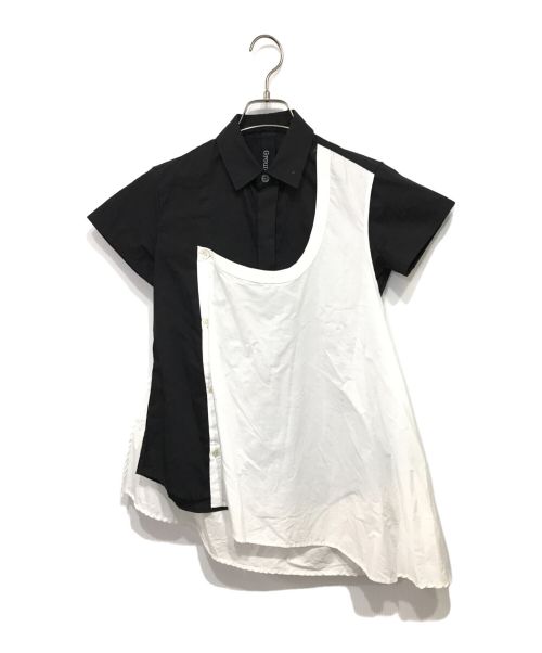 GROUND Y（グラウンドワイ）GROUND Y (グラウンドワイ) 半袖レイヤードデザインシャツ ブラック×ホワイト サイズ:1の古着・服飾アイテム
