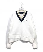 FRED PERRYフレッドペリー）の古着「Tipped V-Neck Jumper チルデンニット」｜ホワイト