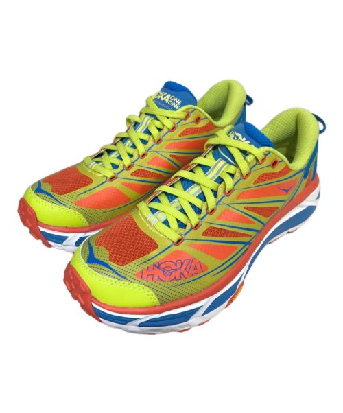 HOKAONEONE（ホカオネオネ）HOKAONEONE (ホカオネオネ) マファテスピード 2 MAFATE SPEED 2 スニーカー イエロー×ブルー サイズ:26の古着・服飾アイテム