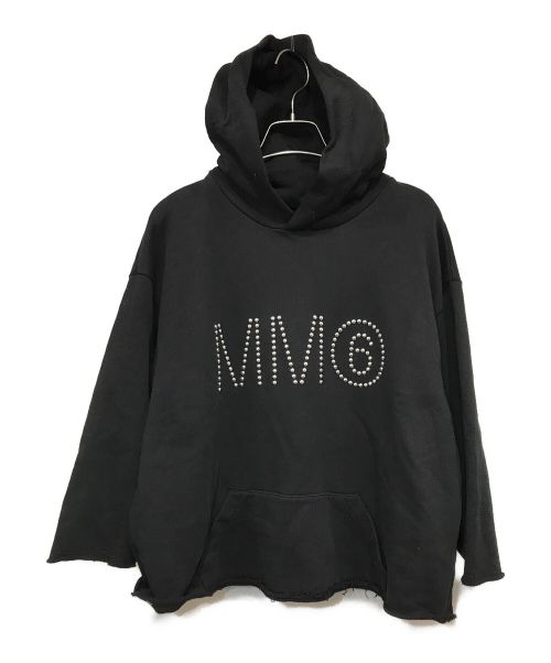 MM6 Maison Margiela（エムエムシックス メゾンマルジェラ）MM6 Maison Margiela (エムエムシックス メゾンマルジェラ) スタッズロゴプルオーバーパーカー ブラック サイズ:14の古着・服飾アイテム