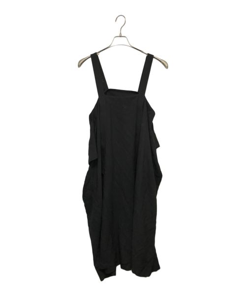 Y's（ワイズ）Y's (ワイズ) RAYON CUPRO SHOULDER STRAP SQUARE DRESS ノースリーブスクエアドレスワンピース ブラック サイズ:1の古着・服飾アイテム