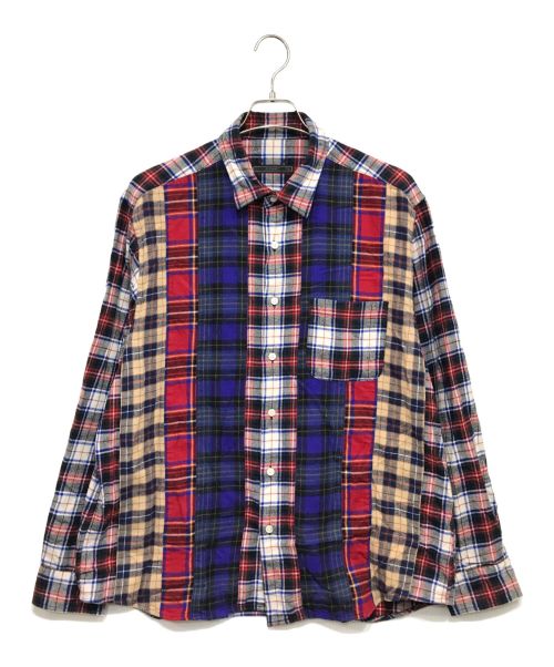 SOPH.（ソフネット）SOPH. (ソフネット) VERTICAL PANELED REGULAR COLLAR BIG SHIRT チェックシャツ レッド×ブルー サイズ:Xlの古着・服飾アイテム