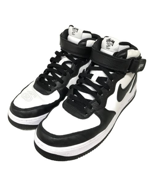 NIKE（ナイキ）NIKE (ナイキ) stussy (ステューシー) STUSSY AIR FORCE 1 MID Black ナイキ ステューシー スニーカー ホワイト×ブラック サイズ:28の古着・服飾アイテム