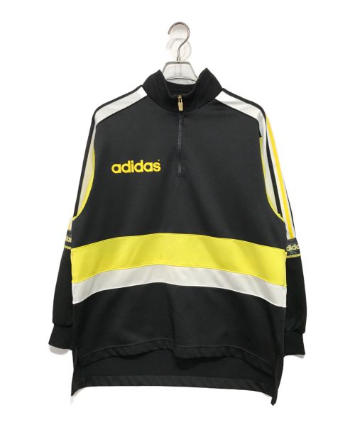 adidas（アディダス）adidas (アディダス) ハーフジップトラックジャケット ブラック×イエロー サイズ:O-XOの古着・服飾アイテム