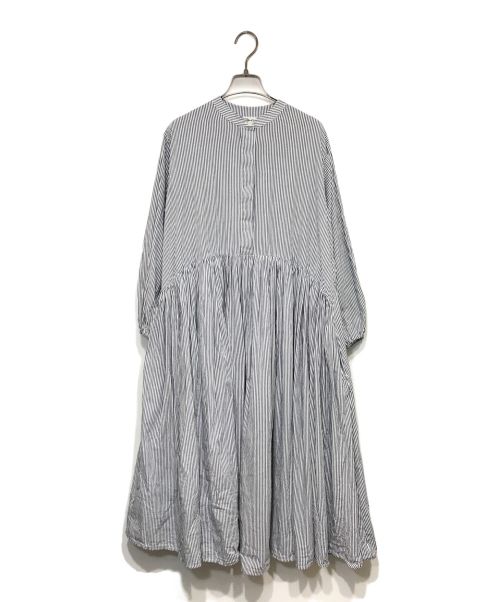 BEARDSLEY（ビアズリー）BEARDSLEY (ビアズリー) 先染めギャザーワンピース ネイビー サイズ:0の古着・服飾アイテム