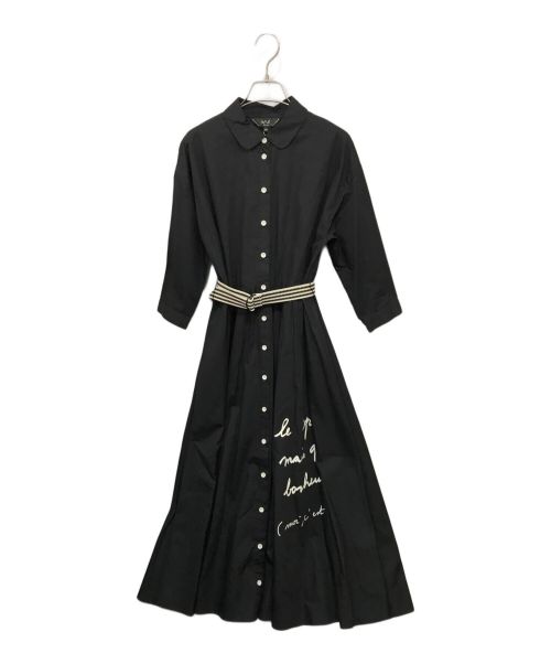 To b. by agnes b.（トゥービー バイ アニエスベー）To b. by agnes b. (トゥービー バイ アニエスベー) ROBE メッセージシャツワンピース ブラック サイズ:36の古着・服飾アイテム