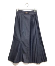 HER LIP TO（ハーリップトゥ）の古着「Pleated Denim-Effect Bit Skirt スカート」｜インディゴ