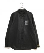 RAF SIMONSラフシモンズ）の古着「STRAIGHT FIT DENIM SHIRT　デニムシャツ」｜ブラック