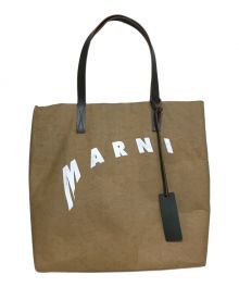 MARNI（マルニ）の古着「ロゴプリント ショッピング バッグ セルロース トートバッグ」｜ベージュ