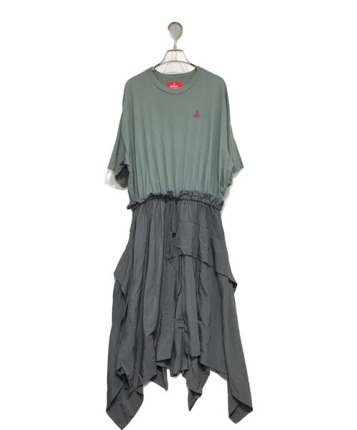 Vivienne Westwood RED LABEL（ヴィヴィアンウエストウッドレッドレーベル）Vivienne Westwood RED LABEL (ヴィヴィアンウエストウッドレッドレーベル) ドライジャージアシメロリーヘムドレス グレー サイズ:00の古着・服飾アイテム