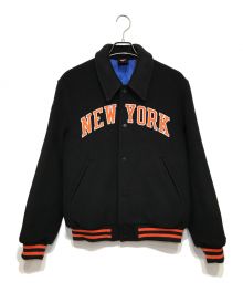 KITH×KNICKS（キス×ニックス）の古着「Golden Bear for New York Knicks Varisty Jacket "Black" ブルゾン」｜ブラック×オレンジ