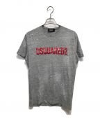 DSQUARED2ディースクエアード）の古着「ペイントロゴクルーネック半袖Tシャツ」｜グレー