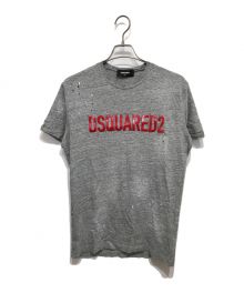 DSQUARED2（ディースクエアード）の古着「ペイントロゴクルーネック半袖Tシャツ」｜グレー