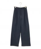 CLANEクラネ）の古着「RIB STRIPE TUCK PANTS リブストライプタックパンツ」｜ネイビー