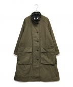 MHLエムエイチエル）の古着「TOUGH COTTON NYLON ロングコート」｜Khaki DarkNavy