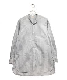 HEUGN（ユーゲン）の古着「Stripe Rob コットンオルタネイトストライプバンドカラーシャツ SHIRT064」｜グレー