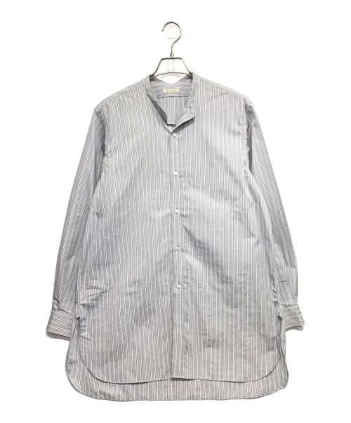 HEUGN（ユーゲン）HEUGN (ユーゲン) Stripe Rob コットンオルタネイトストライプバンドカラーシャツ SHIRT064 グレー サイズ:3の古着・服飾アイテム