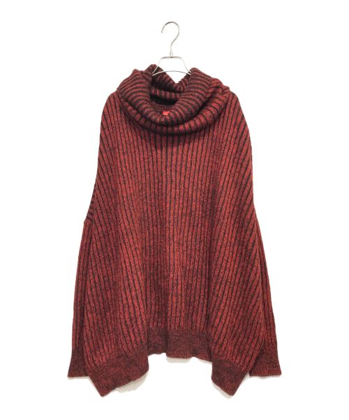 Vivienne Westwood RED LABEL（ヴィヴィアンウエストウッドレッドレーベル）Vivienne Westwood RED LABEL (ヴィヴィアンウエストウッドレッドレーベル) ネックウォーマー付きビッグシルエットニット レッド×ブラック サイズ:2の古着・服飾アイテム