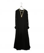 ne quittez pasヌキテパ）の古着「Moss Rayon Zari Embroidery Panel Dress ブラウスワンピース」｜ブラック