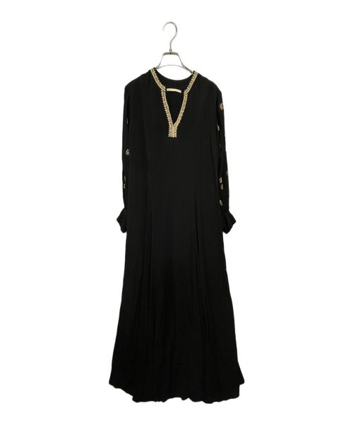 ne quittez pas（ヌキテパ）ne quittez pas (ヌキテパ) Moss Rayon Zari Embroidery Panel Dress ブラウスワンピース ブラック サイズ:Mの古着・服飾アイテム