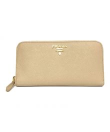 PRADA（プラダ）の古着「SAFFIANO MULTICOLOR ラウンドジップ長財布」｜ベージュ×グレー（F03L6：SABBI