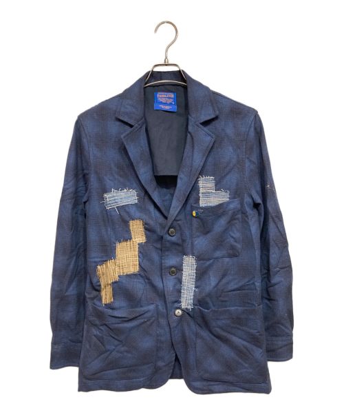 PENDLETON（ペンドルトン）PENDLETON (ペンドルトン) リメイクオンブレシャツテーラードジャケット ネイビー サイズ:Lの古着・服飾アイテム