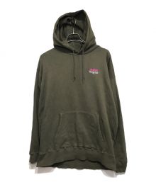 X-GIRL（エックスガール）の古着「FACE POSTER SWEAT HOODIE プリントフーディ パーカー」｜カーキ