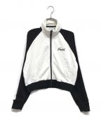 X-GIRLエックスガール）の古着「STRIPED SLEEVE COMPACT ZIP UP SWEATSHIRT トラックジャケット」｜ホワイト×ブラック