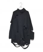 Y'sワイズ）の古着「SLASHED HIGHNECK KNIT PULLOVER スラッシュドハイネックニットプルオーバー」｜ブラック