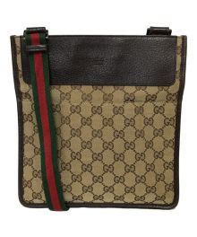 GUCCI（グッチ）の古着「キャンバスショルダーバッグ」｜ベージュブラウン